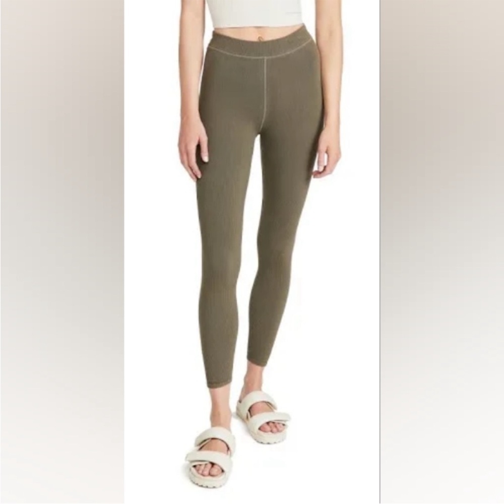 Good American Seamless‎ Chunky Rib Sea Turtle Green High Rise Leggings